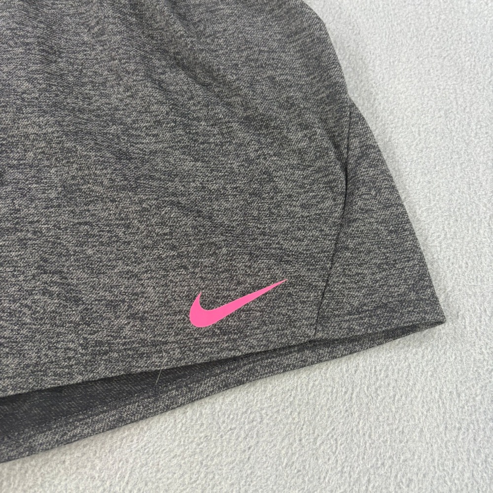 Nike Dri-FIT Womens Shorts Gray Heather Pink Logo Athletic Running Small - Picture 2 of 6